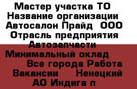 Мастер участка ТО › Название организации ­ Автосалон Прайд, ООО › Отрасль предприятия ­ Автозапчасти › Минимальный оклад ­ 20 000 - Все города Работа » Вакансии   . Ненецкий АО,Индига п.